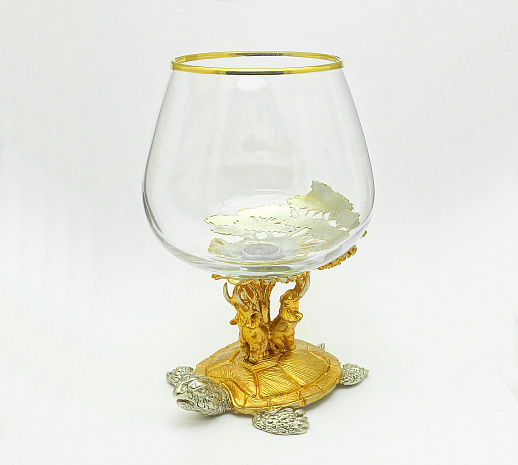 Подарочный бокал для коньяка "Мироустройство" в золоте